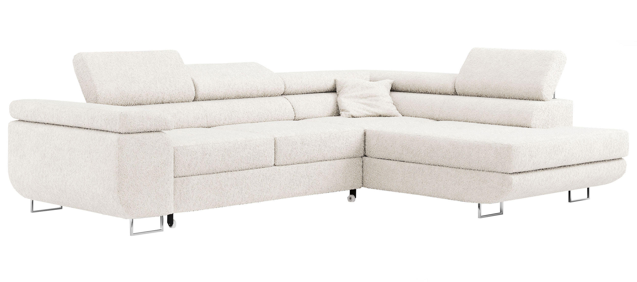 ROHOVÁ SEDAČKA GUSTAW L - Bílá Bouclé - Pravá Strana - bílá/stříbrná, kov/textil (205/275cm) - MKS