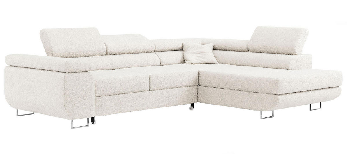 ROHOVÁ SEDAČKA GUSTAW L - Bílá Bouclé - Pravá Strana - bílá/stříbrná, kov/textil (205/275cm) - MKS