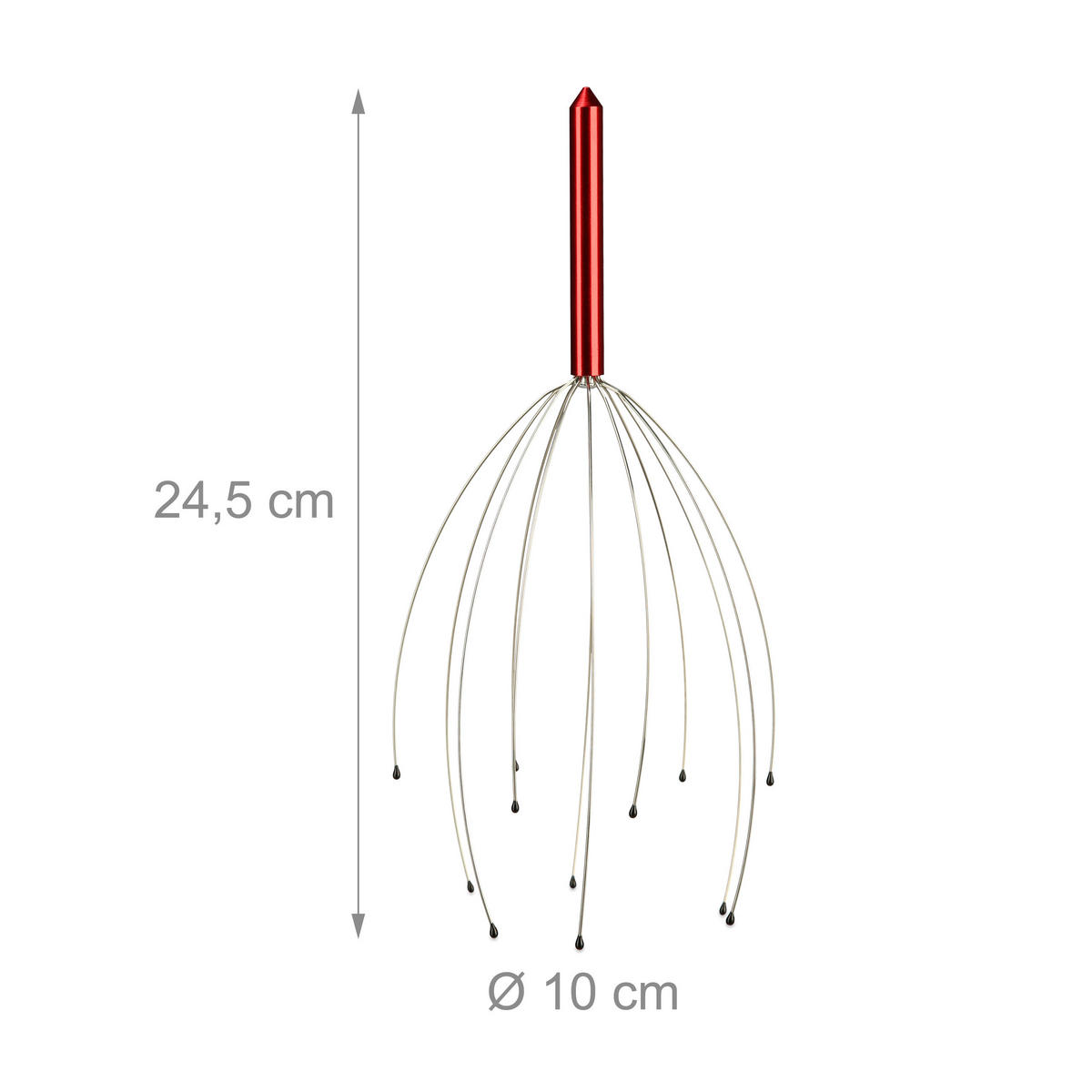 KOPFMASSAGEGERÄT - Rot, Metall (9/9/25.5cm) - Relaxdays
