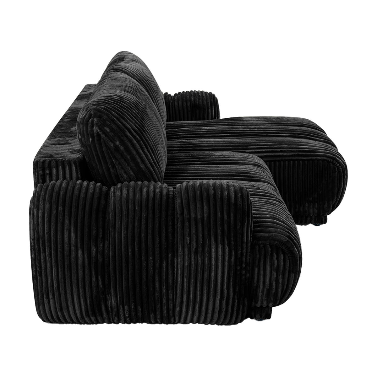 ECKSOFA CAMILO mit Schlaffunktion, Schwarz - Schwarz, Textil (220/150cm) - Fedve