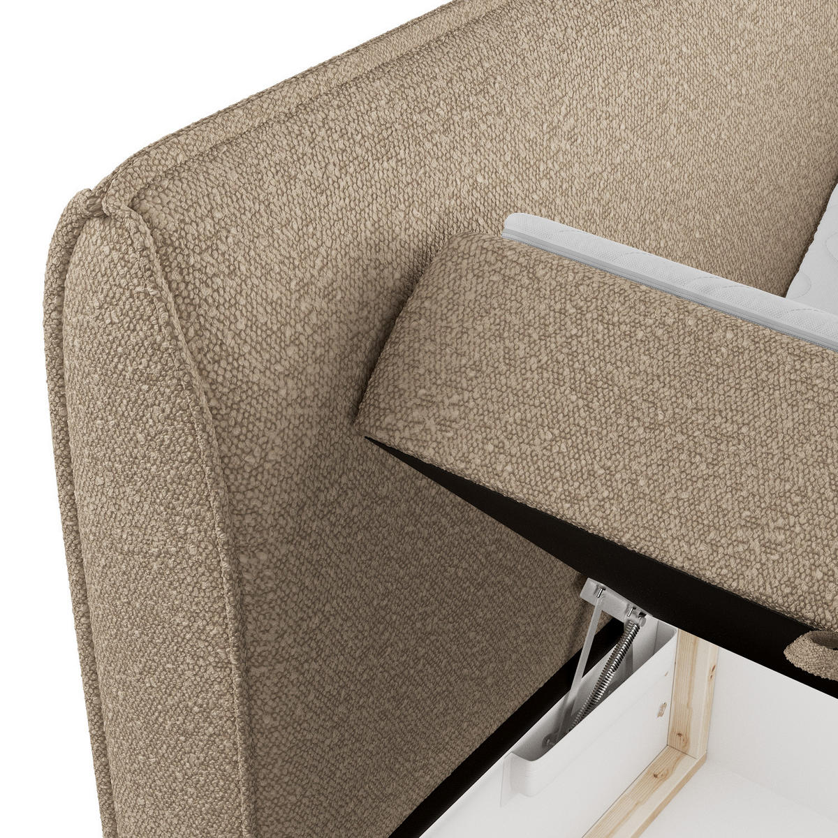 BOXBETT Organic Dunkelbeige 180/200 cm mit Bonellmatratze und Topper - Beige/Schwarz, Holz/Holzwerkstoff (180/200cm) - Maison de Reve