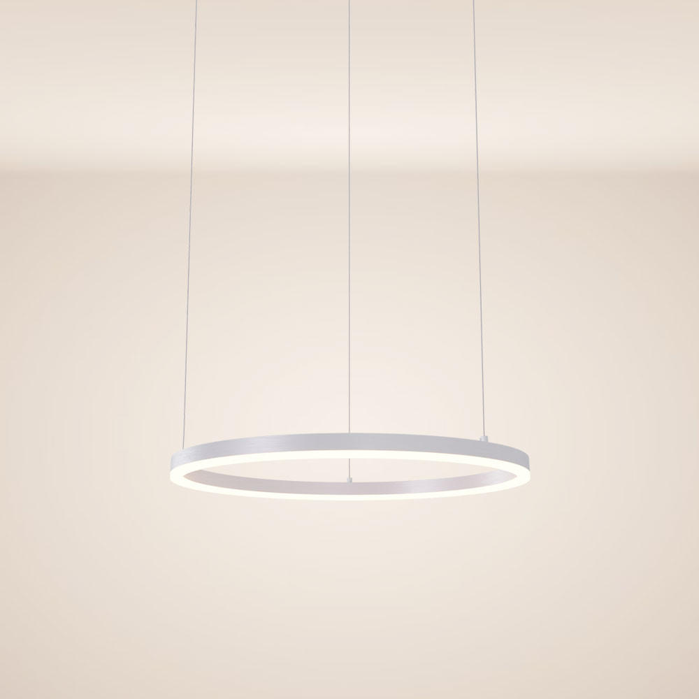 LED-HÄNGELEUCHTE Ring Direkt/Indirekt 5m Weiß Ø 60cm - Weiß, Metall (60/60/3.3cm) - s.luce