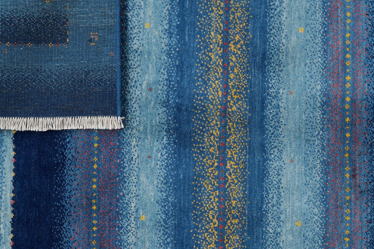 GABBEH-TEPPICH handgeknüpft Rizbaf Blau 204/149 cm Schurwolle - Blau, Textil (149/204cm) - Looma