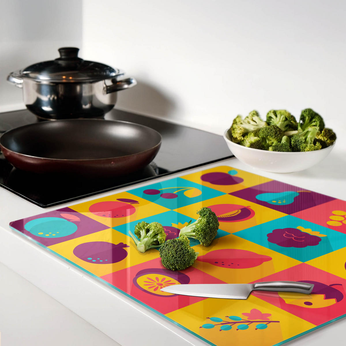 GLASPLATTE 60x52 cm Fruchtsymbole - Multicolor, Glas (60/0.4/52cm) - TULUP