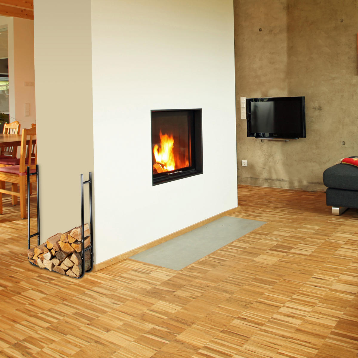 KAMINHOLZREGAL - Schwarz, Metall (60/90/20cm) - Relaxdays