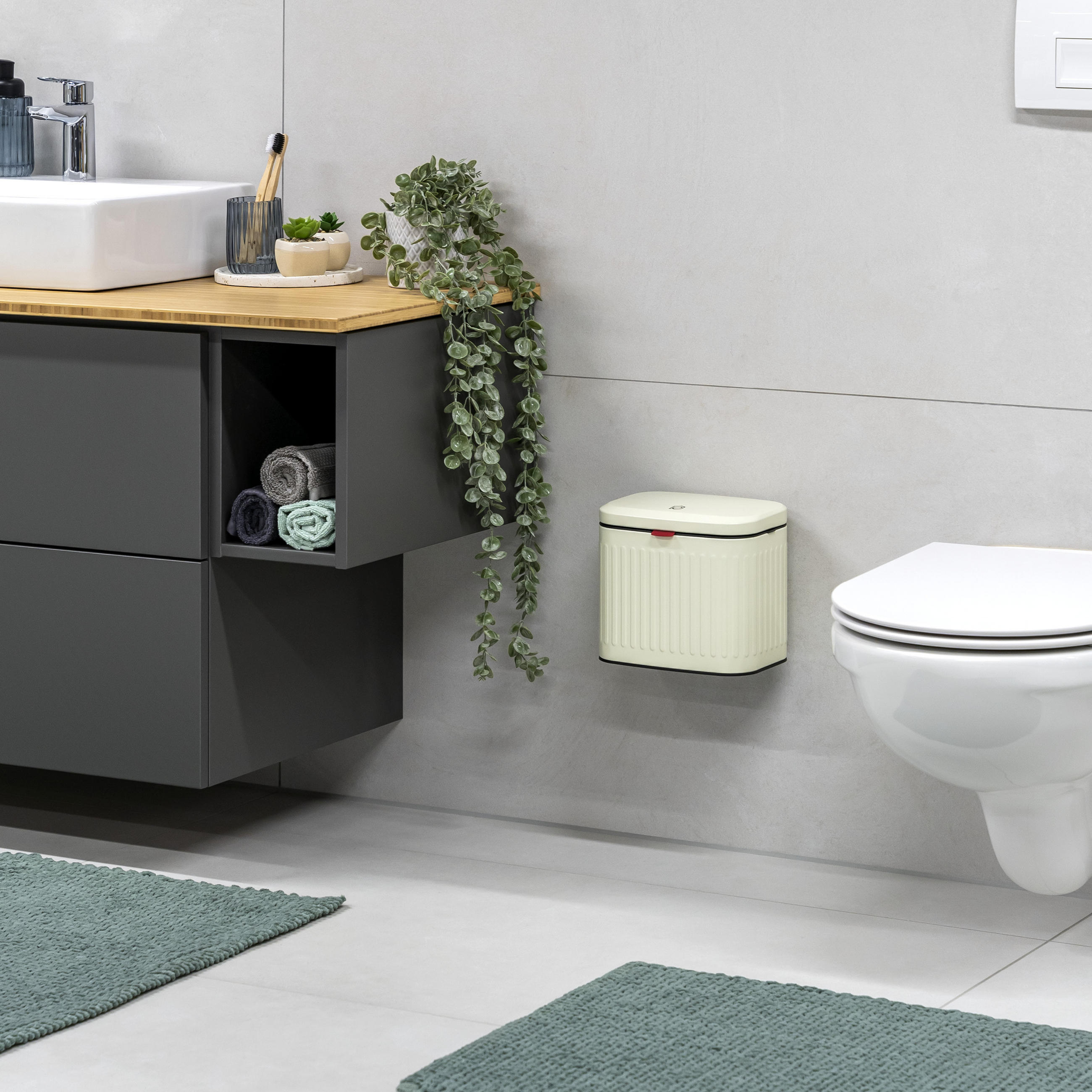 ABFALLEIMER, Metall cremefarben, 3 Liter - Creme, Metall (22.5/20/16.5cm) - eluno