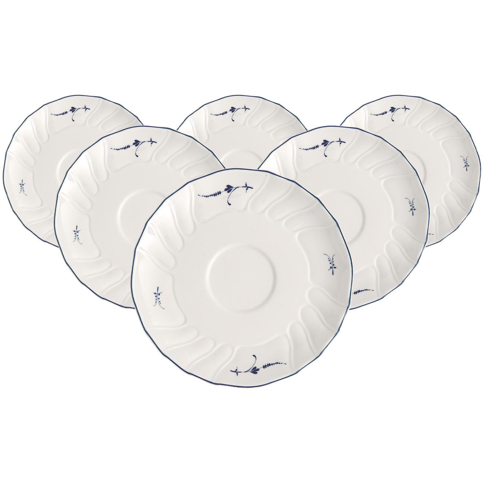KAFFEEUNTERTASSEN Vieux Luxembourg weiß-blau ø 14 cm 6er Set - Blau/Weiß, Keramik (14cm) - Villeroy & Boch