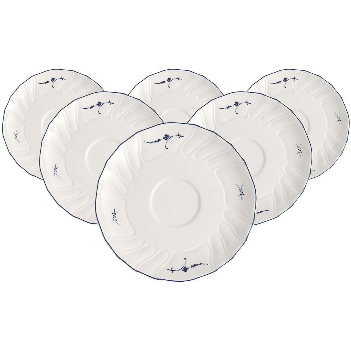 KAFFEEUNTERTASSEN Vieux Luxembourg weiß-blau ø 14 cm 6er Set - Blau/Weiß, Keramik (14cm) - Villeroy & Boch