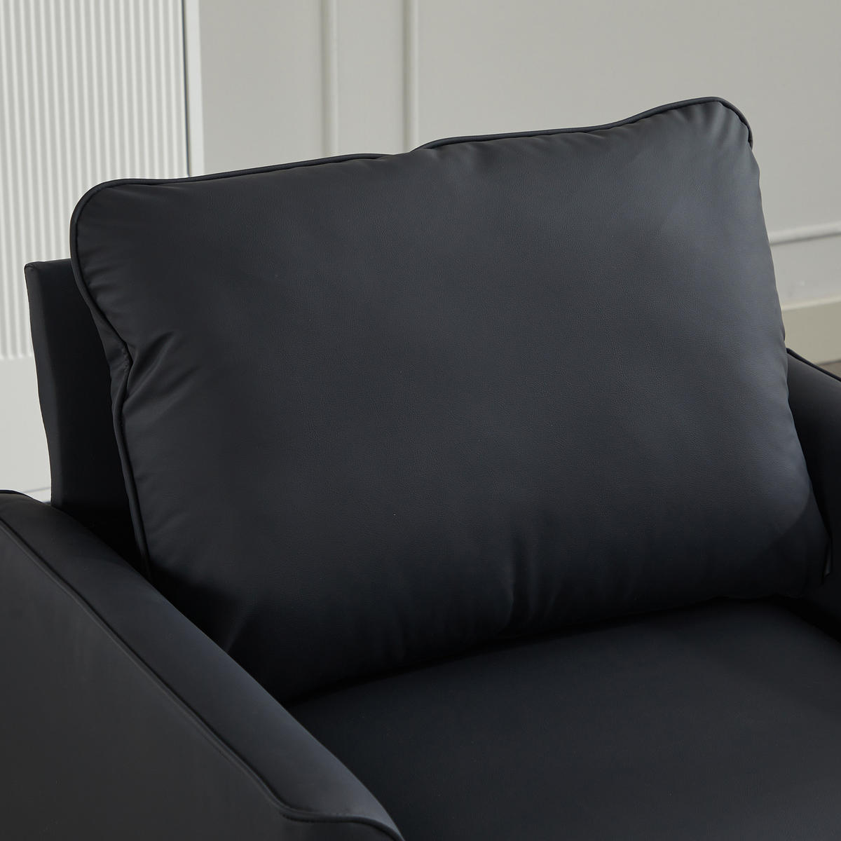 SESSEL Kunstleder Schwarz mit kissen - Schwarz, Holzwerkstoff/Textil (80/80/68cm) - WISHDOR