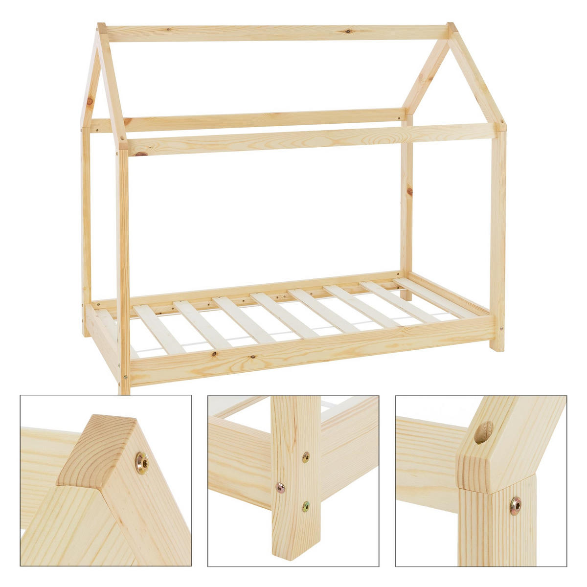 KINDERBETT mit Dach 70x140 cm Natur - Naturfarben, Holz (70/140cm) - ML-DESIGN