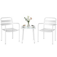 BISTROSET DE-07326 mit Glastisch und Lamellen-Design Weiß - Weiß, Glas/Metall - ComfortXL