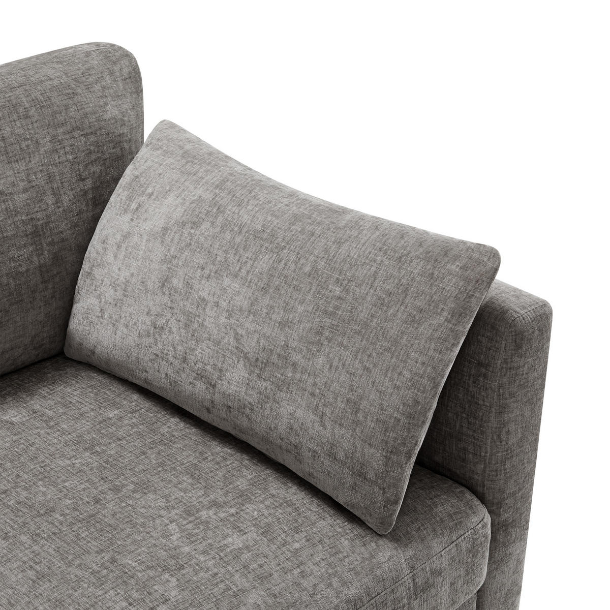 4-SITZER ECKSOFA Chenille Grau mit Hocker und verstellbaren Armlehnen - Grau, Holzwerkstoff/Kunststoff (218/156.5cm) - WISHDOR