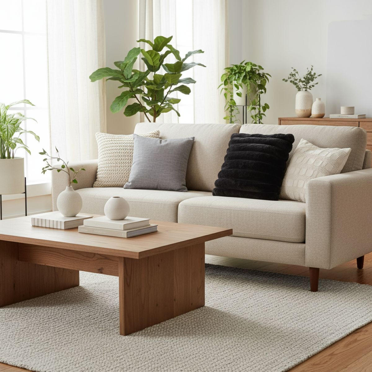 DEKOKISSEN 45/45 cm - Schwarz, Textil (45/45cm) - Home Styling Collection