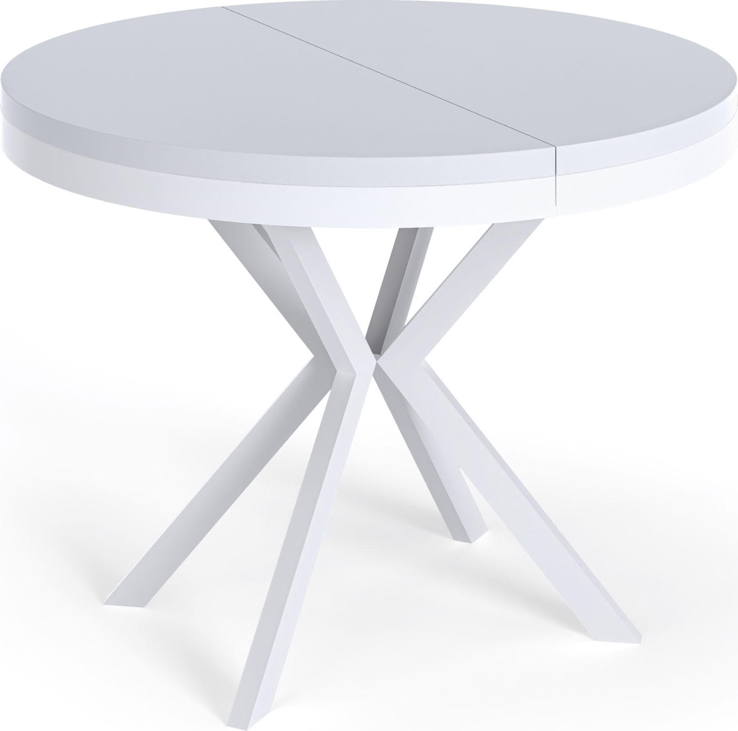 ESSTISCH Cloud runder ausziehbarer, Weiß 120-200/120/76 cm - Weiß, Holzwerkstoff/Metall (120/120/76cm) - WFL GROUP