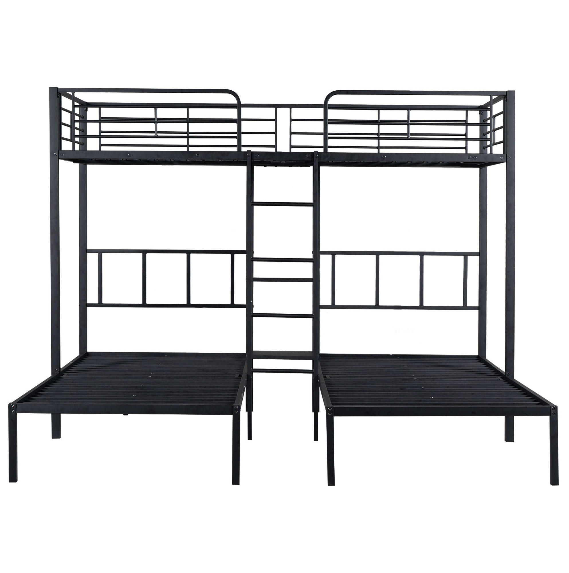 ETAGENBETT 90/200 cm in Schwarz aus Metall mit Tisch und Leiter - Schwarz, Metall (90/200cm) - Flora Grace