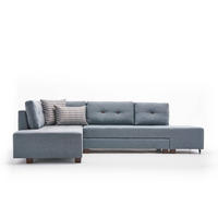 ECKSOFA mit rollbarer Schlaffunktion - Blau/Walnussfarben, Holzwerkstoff/Kunststoff (280/206cm) - myHomelando