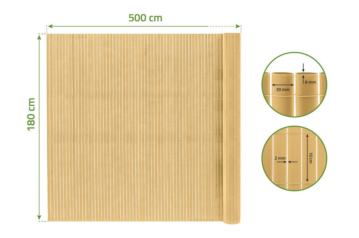 PVC Sichtschutzmatte VISO doppelseitig 5m x 1,8m Beige - Beige, Metall (500/180cm) - Casanoov