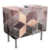 WASCHBECKENUNTERSCHRANK Rosa Grau goldene Geometrie 60/55/35 cm - Rosa, Holzwerkstoff (60/55/35cm) - Bilderwelten