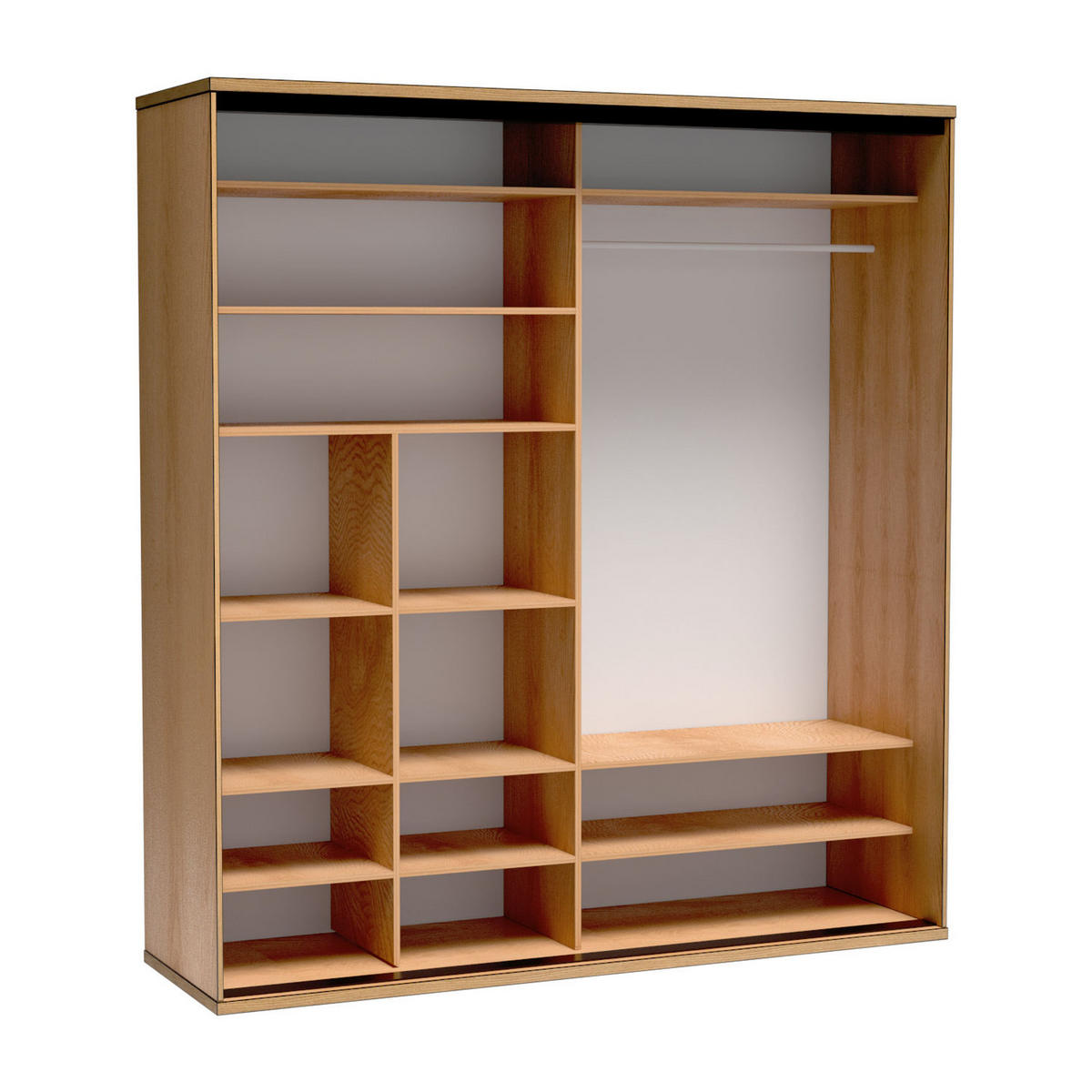 SCHWEBETÜRENSCHRANK Fonti F-11 mit Spiegel 199 x 216 x 60,2 cm Karamell-Eiche - Eichefarben, Holzwerkstoff (199/216/60.2cm) - Koseto