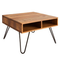 COUCHTISCH SCORPION Sheesham rechteckig Natur|Schwarz 60cm - Schwarz/Braun, Holz/Metall (60/60/41cm) - riess-ambiente
