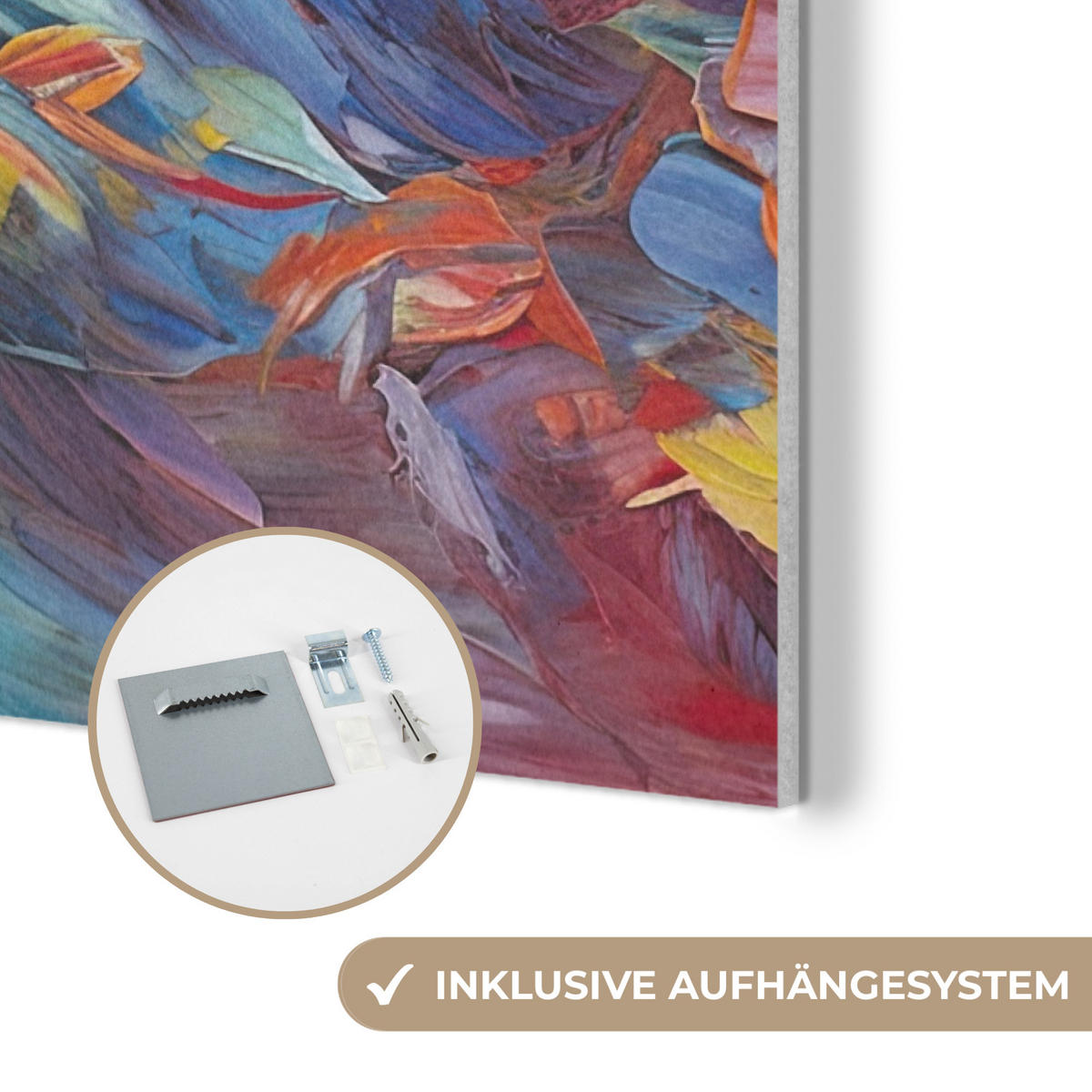 AKUSTIKBILD Ölgemälde - Kunst - Abstrakt - Farbenfroh Wanddeko 60x90 cm - Altrosa, Kunststoff (60/90/0.9cm) - MuchoWow