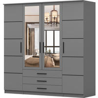 DREHTÜRENSCHRANK Santi 4D Grau - Schwarz/Grau, Glas/Holzwerkstoff (200/210/64cm) - imoebel24