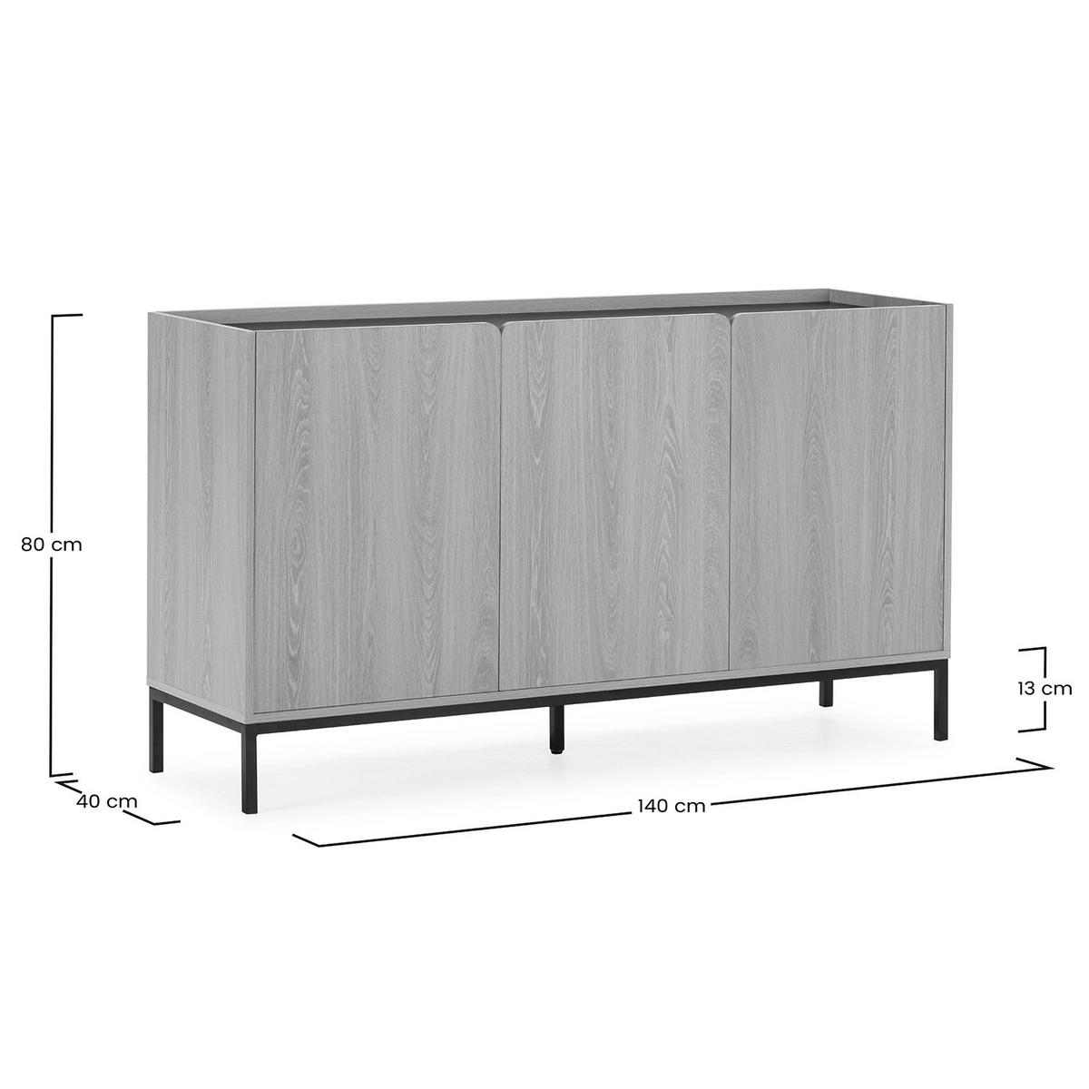 SIDEBOARD Curva 3 türen Eichenfarbe - Honigeiche, Holzwerkstoff (140/80/40cm)