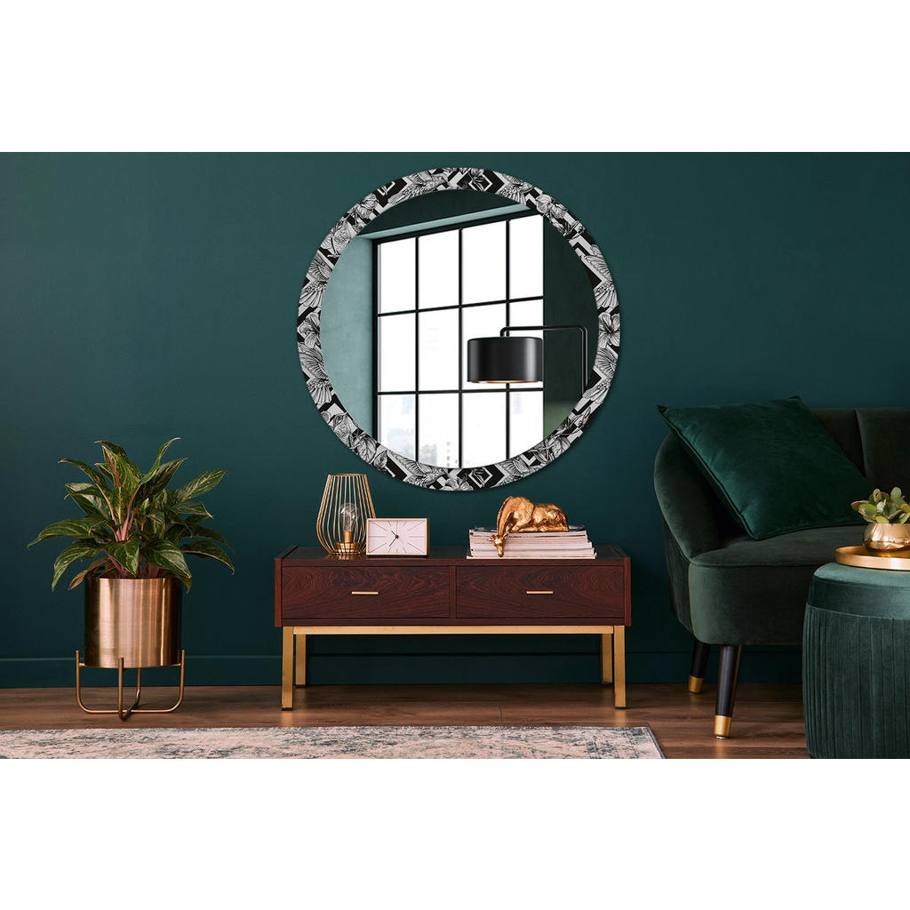 Thumbnail - Wallfluent Spiegel, Schwarz, Glas, Rund, 100x100x0.4 cm, Spiegel, Wandspiegel