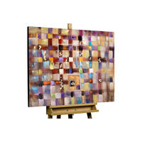 RUČNE MAĽOVANÝ AKRYLOVÝ OBRAZ 100/75 cm, viacfarebný, abstraktný geometrický motív - viacfarebná, drevo/textil (100/75cm) - KUNSTLOFT