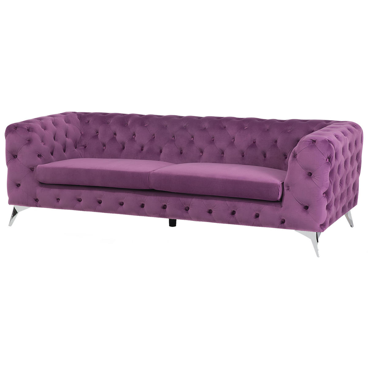 3-SITZER-SOFA Samtstoff Violett Sotra - Violett, Textil (224/70/85cm) - Beliani