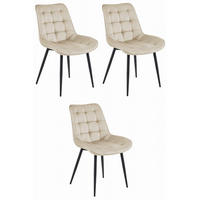 ESSZIMMERSTUHL 3er Set Beige, Bequem Für Wohnzimmer, Küche Oder Büro - Beige, Textil (56/89/43cm) - Best For Home