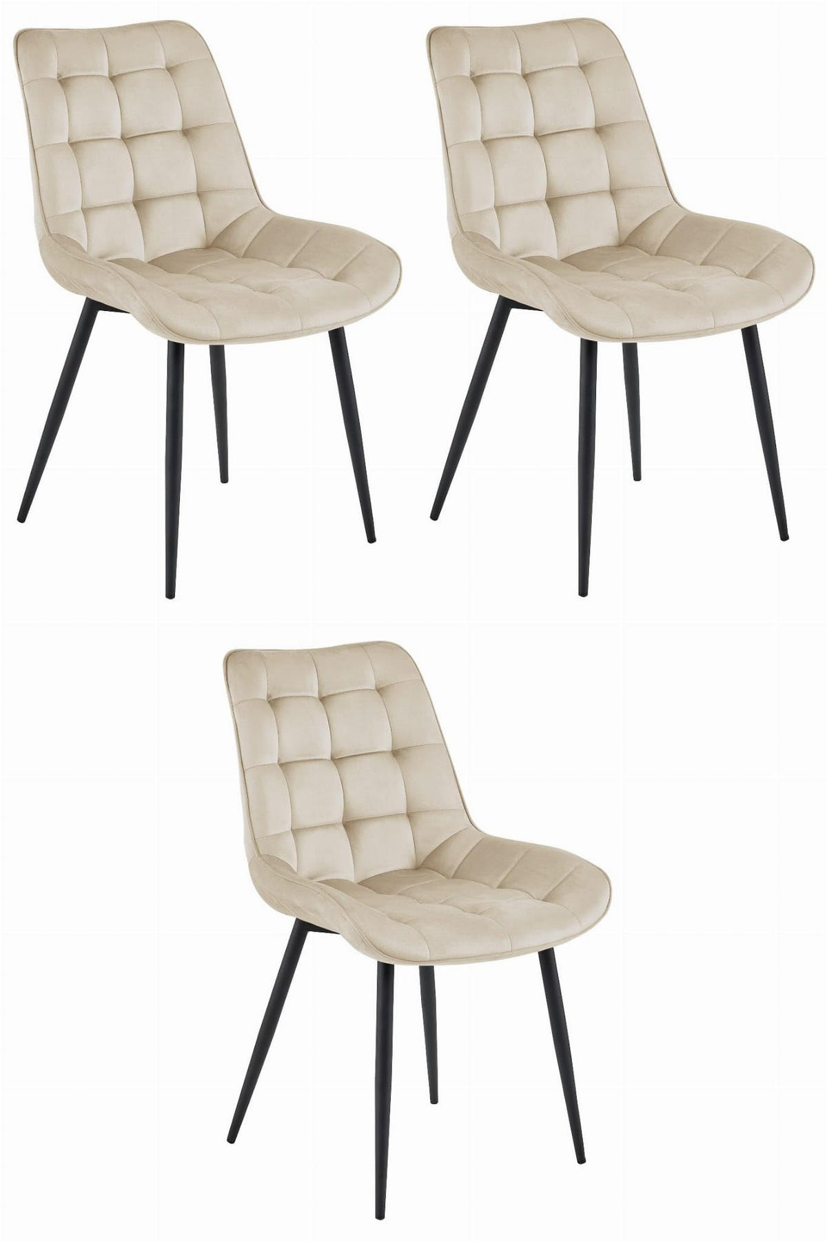 ESSZIMMERSTUHL 3er Set Beige, Bequem Für Wohnzimmer, Küche Oder Büro - Beige, Textil (56/89/43cm) - Best For Home