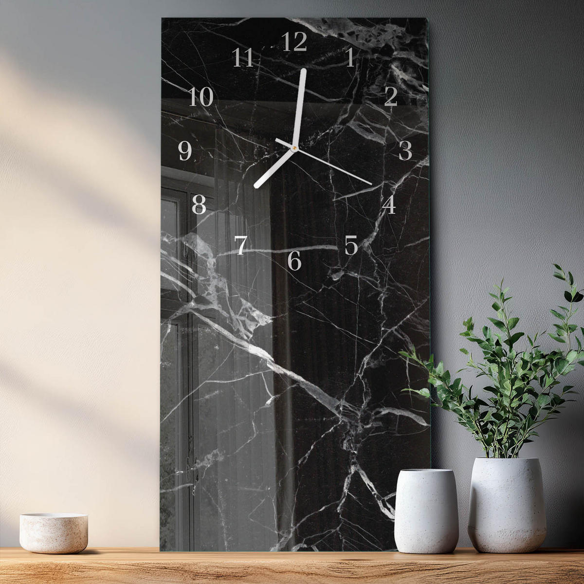 WANDUHR 30x60 cm - Pfefferkörner - Schwarz, Glas (30/60/0.4cm) - TULUP