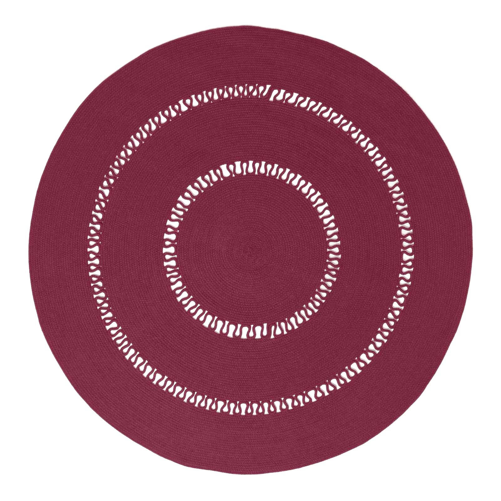 TEPPICH geflochten rund mit Häkel-Muster 120 cm - Weinrot, Textil (120/120cm) - Homescapes
