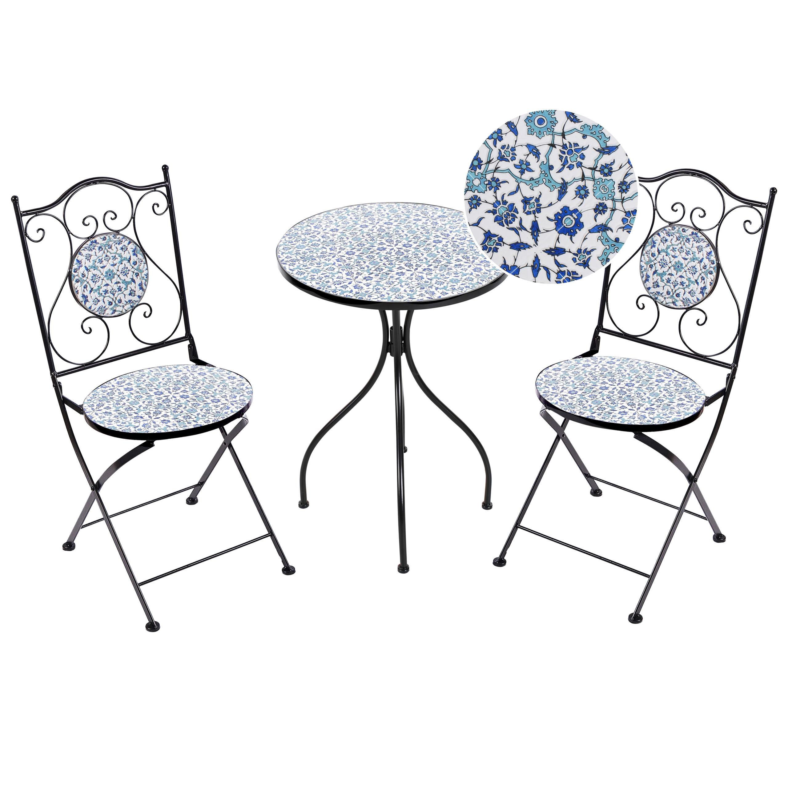 BISTRO-SET Schwarz Chapeco - Blau/Schwarz, Metall - Beliani