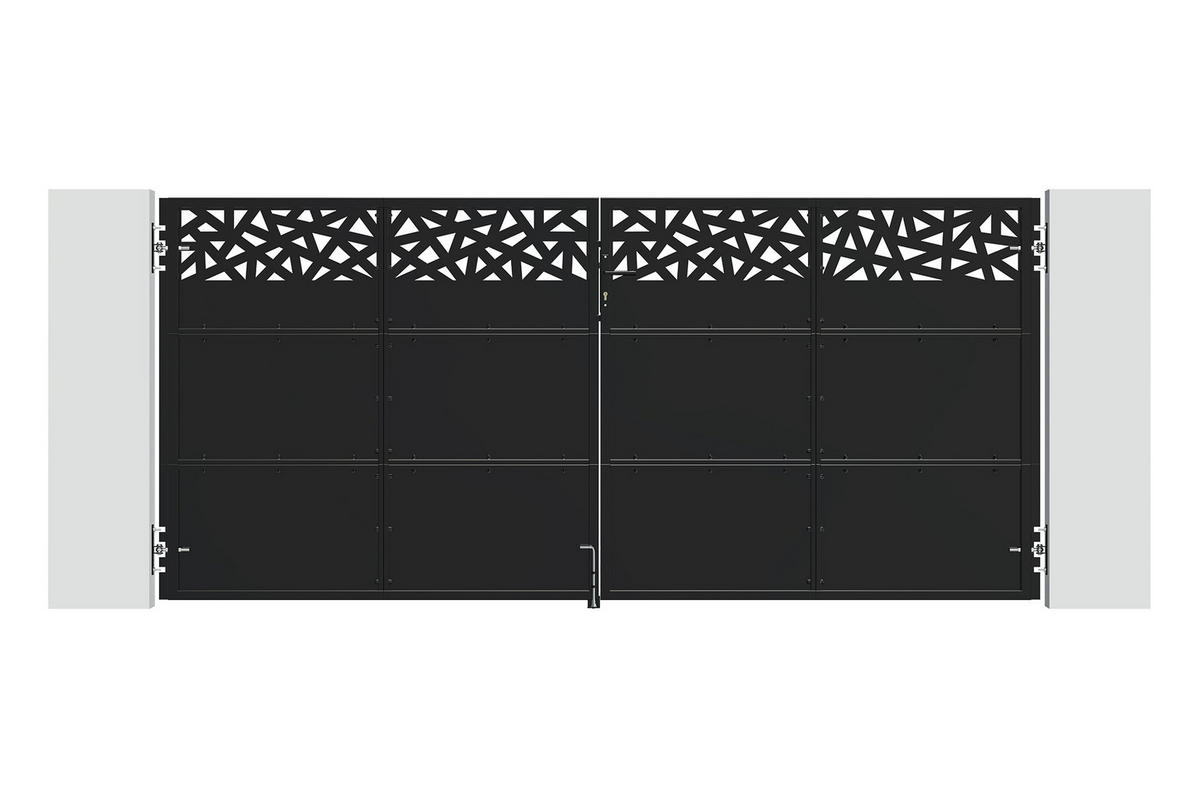 STAHLFLÜGELTOR Nali Ruivo Mattschwarz 3,5m H.160cm - Schwarz, Metall (343/160cm) - Casanoov