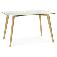 ESSTISCH – Glas Holz 120x80 cm kompakt modern - Transparent/Beige, Glas/Eichenholz (80/120/75cm) - KADIMA DESIGN