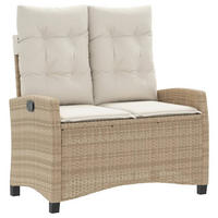 GARTENBANK Verstellbar mit Kissen Beige Poly Rattan - Beige, Kunststoff (105/93/66cm) - furnicato