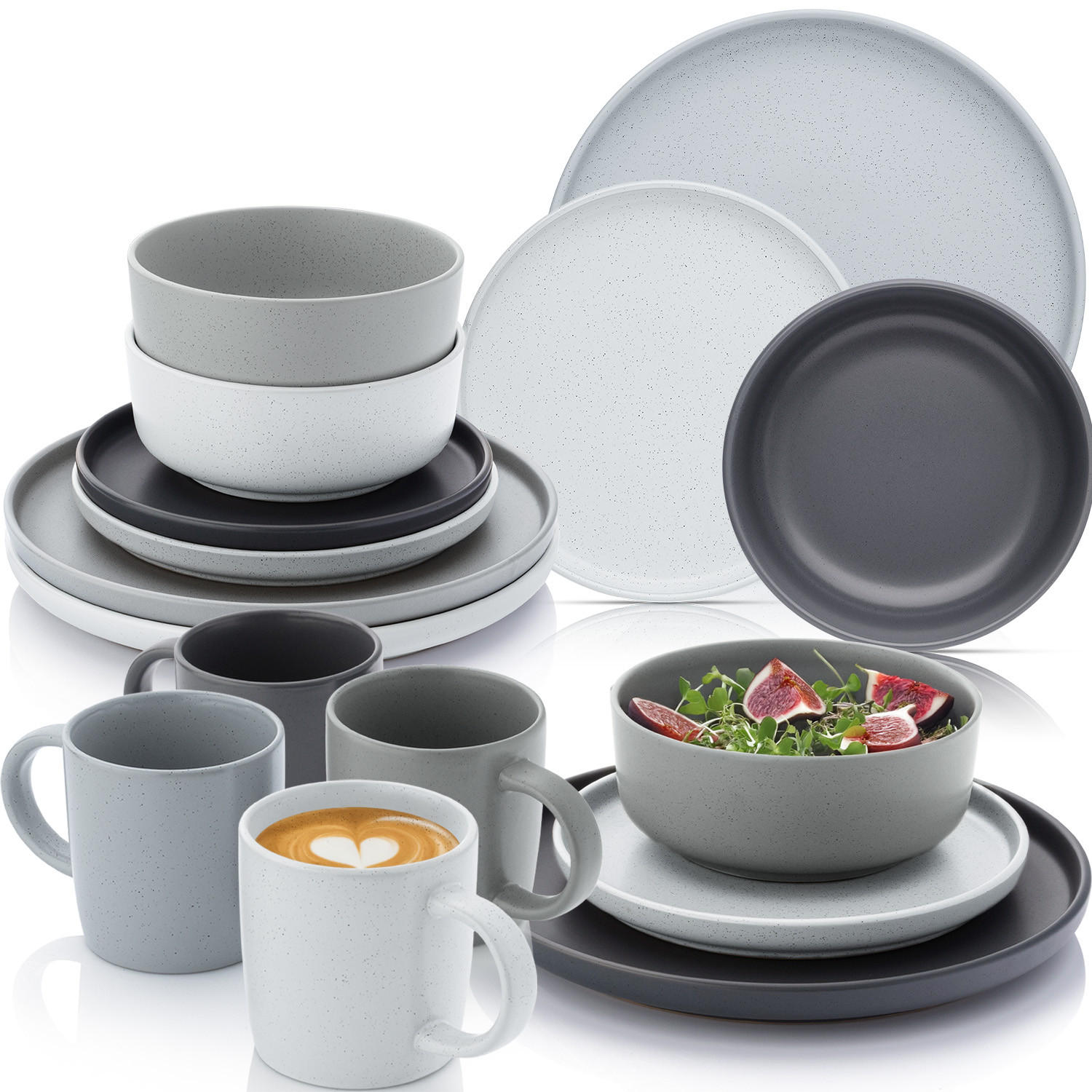 KOMBISERVICE LEEDS - 16 teilig aus Steingut - Multicolor, Stein (50/30/80cm) - Sänger