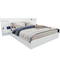 POLSTERBETT 160/200 cm Weiß aus MDF mit Bluetooth-Lautsprechern und USB-Anschluss - Weiß, Holzwerkstoff (160/200cm) - OKMYHOME