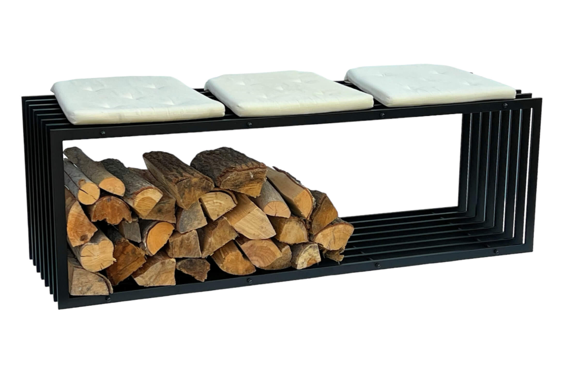 KAMINHOLZREGAL Metall Schwarz 150 cm 96430 - Schwarz, Metall (50/150/40cm) - DanDiBo