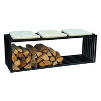 KAMINHOLZREGAL Metall Schwarz 150 cm 96430 - Schwarz, Metall (50/150/40cm) - DanDiBo