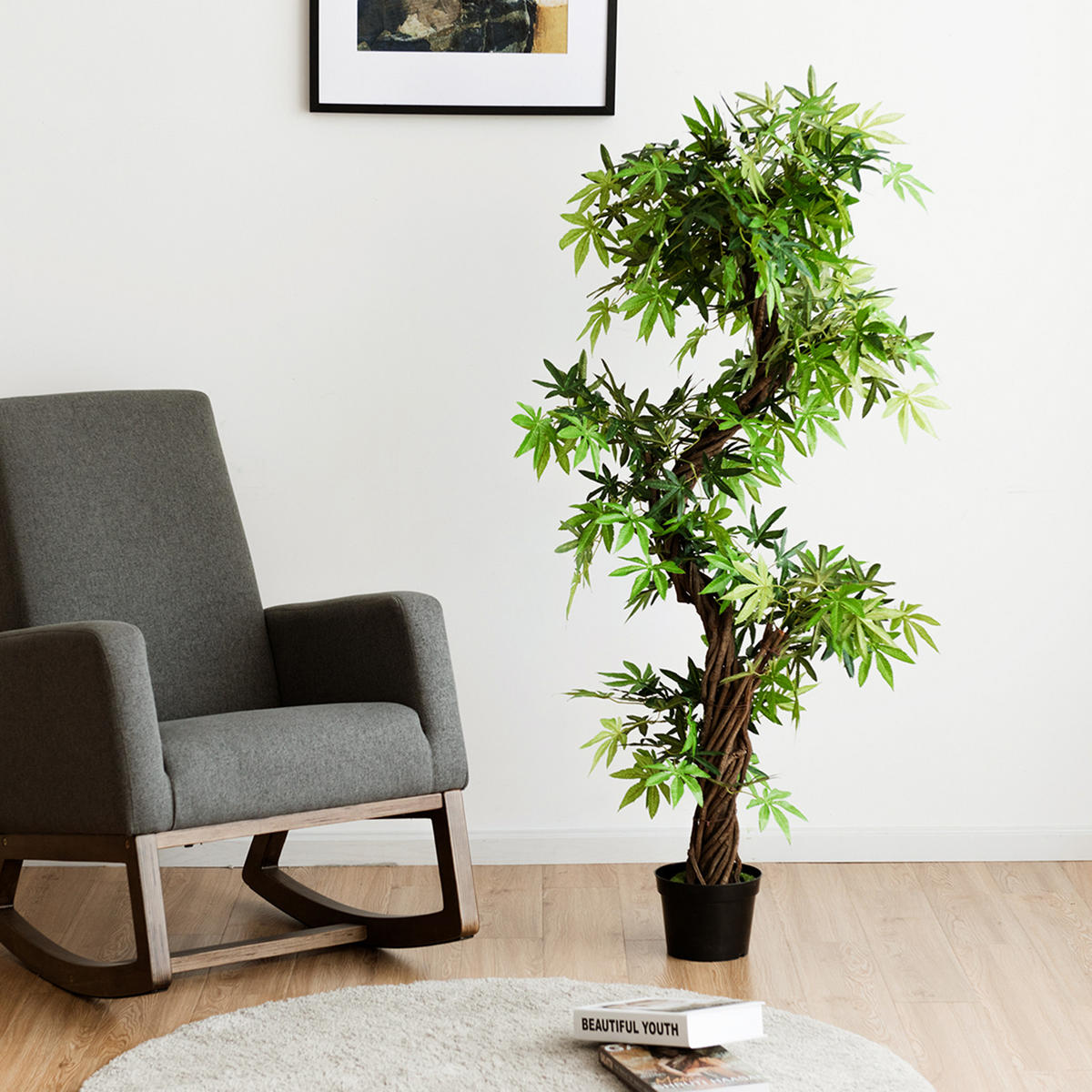 KUNSTPFLANZE Zimmerpflanze Deko Grün - Grün, Kunststoff (160cm) - COSTWAY