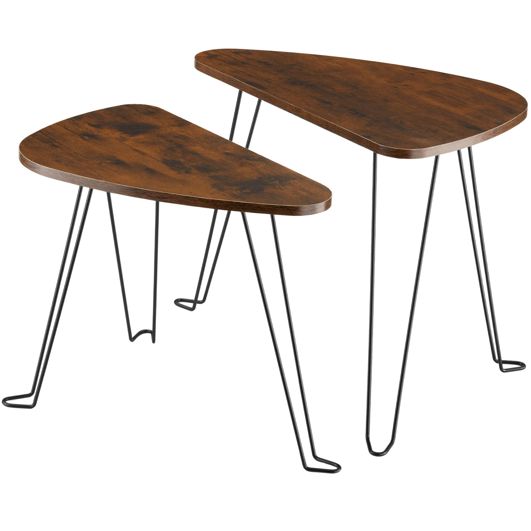 BEISTELLTISCHE 2er Set Richmond,stapelbar,Industrial Holz dunkel, rustikal - Rostfarben, Holzwerkstoff (60/38/48cm) - tectake