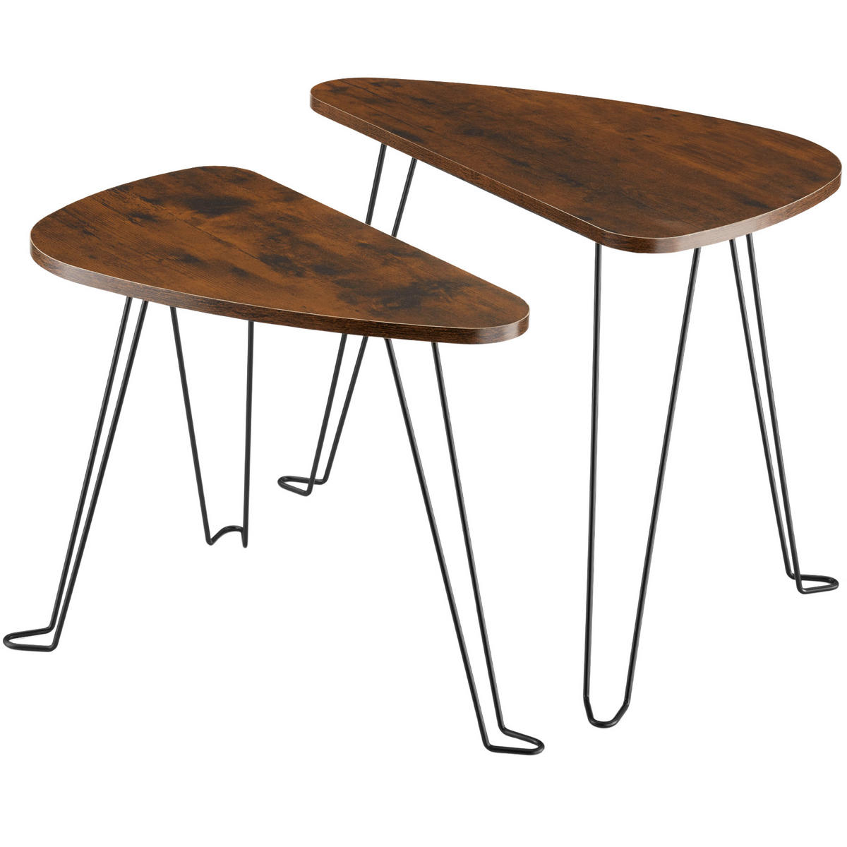 BEISTELLTISCHE 2er Set Richmond,stapelbar,Industrial Holz dunkel, rustikal - Rostfarben, Holzwerkstoff (60/38/48cm) - tectake