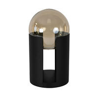 TISCHLEUCHTE aus bernsteinfarbenem Rauchglas und schwarzem Stahl Ø25/43 cm - Schwarz, Glas/Metall (25/25/43cm) - The Lumine
