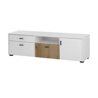 TV-LOWBOARD weiß matt, Eiche 150 x 44 cm, TV Unterteil mit viel Stauraum und Soft-Close - Eichefarben/Schwarz, Holzwerkstoff/Kunststoff (150/44/42cm) - Furn.Design