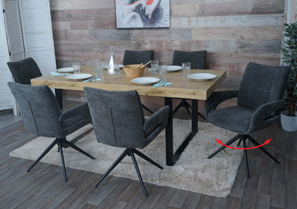 ESSZIMMERSTUHL Grau 6er-Set - Grau, Textil (60/90/60cm) - MCW