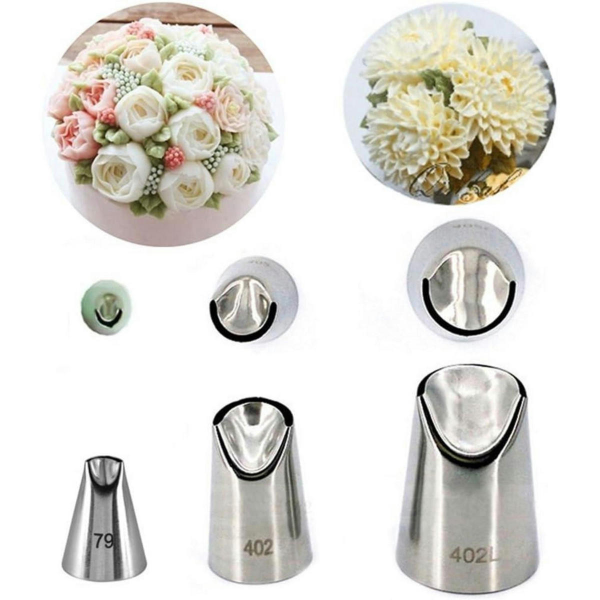 SPRITZTÜLLEN Set 3-teilig Edelstahl - Silberfarben, Metall (3/3/4.7cm)