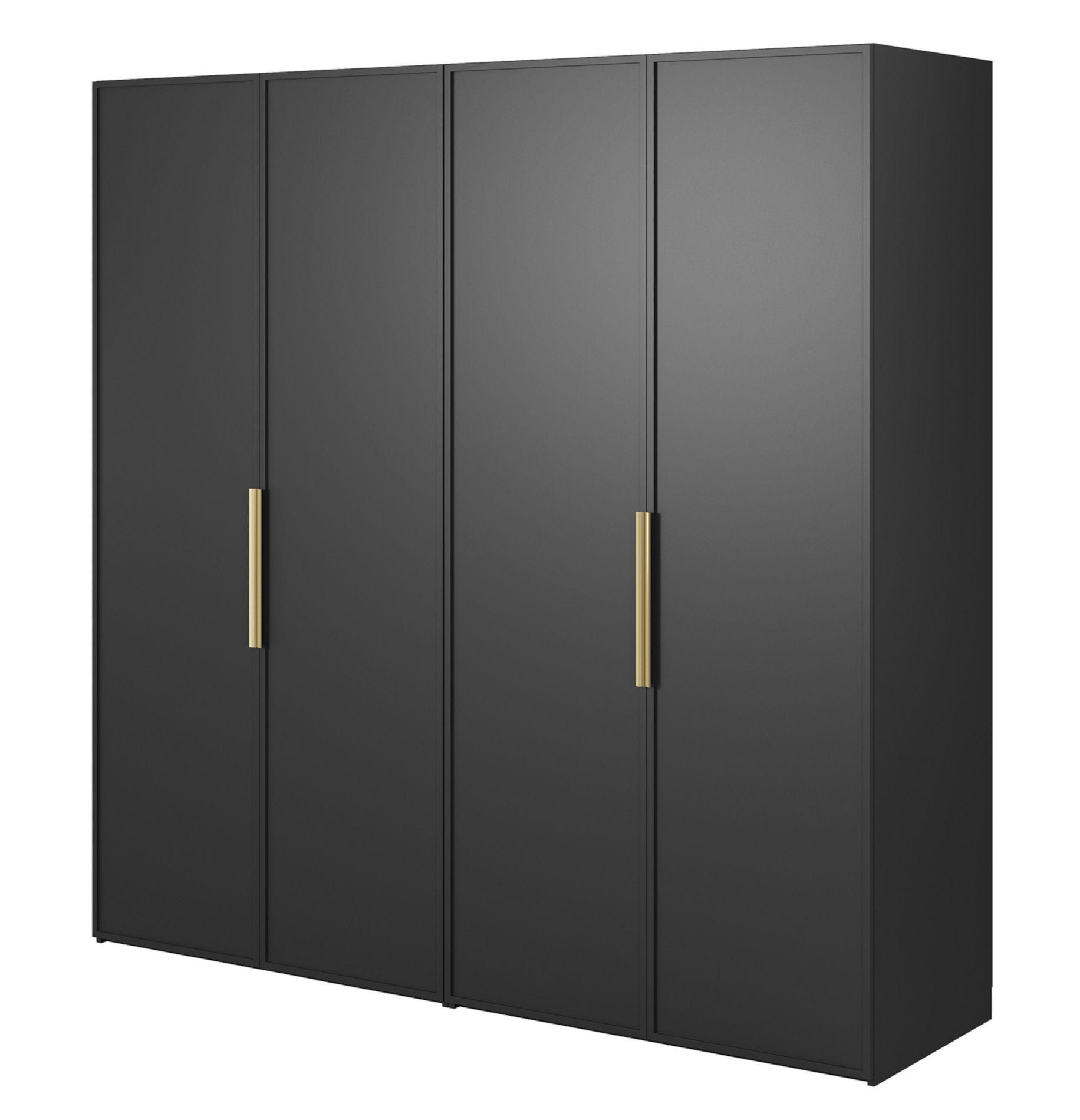 KLEIDERSCHRANK Frame Schwarz 200 cm - Goldfarben/Schwarz, Holzwerkstoff/Metall (200/200.5/57cm) - Selsey